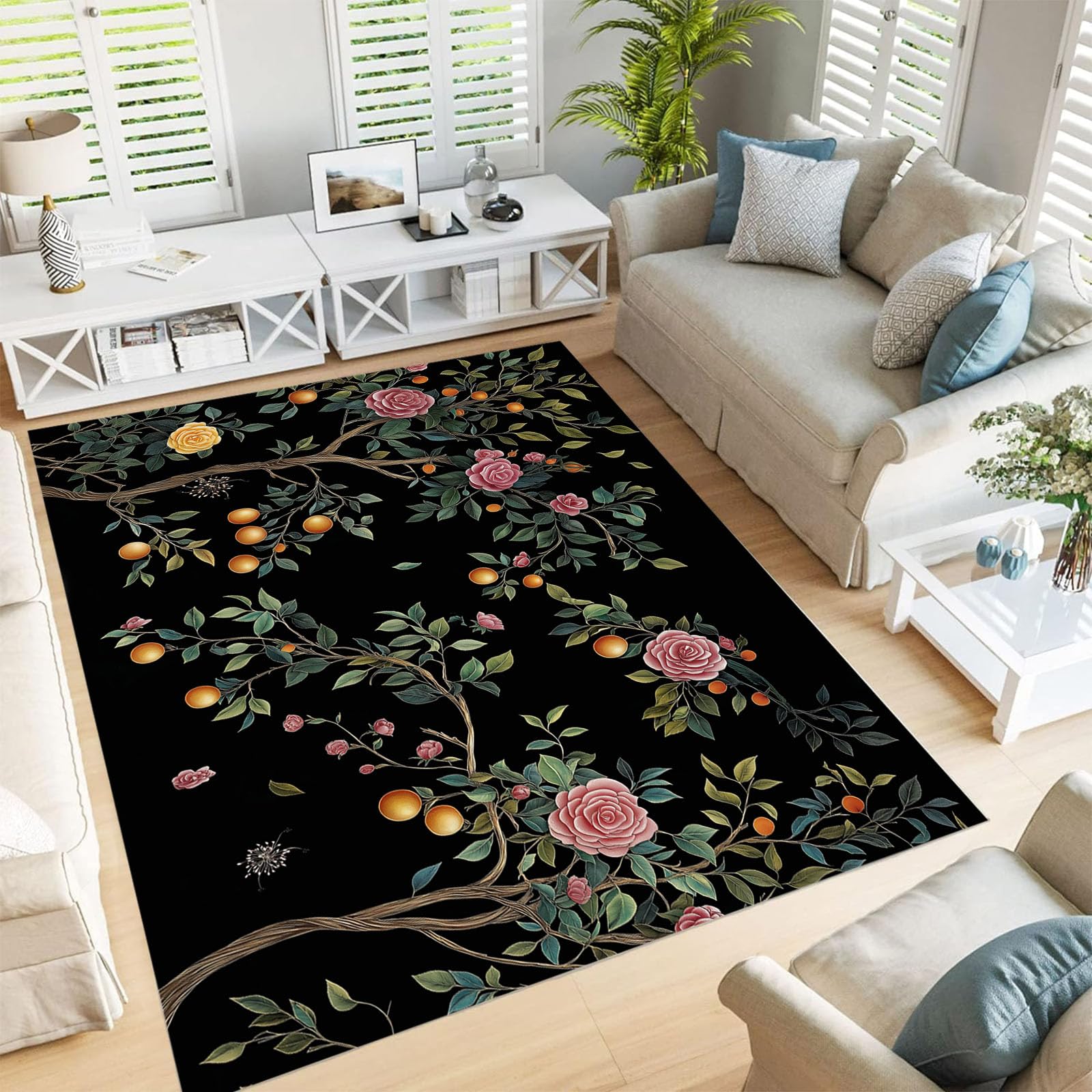Paillasson intérieur grand tapis de salon noir pur 180x270 poils ras