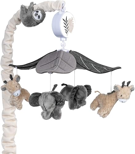 Lambs & Ivy Baby Jungle Animals Grey/Tan Musical Crib Mobile Soother Toy