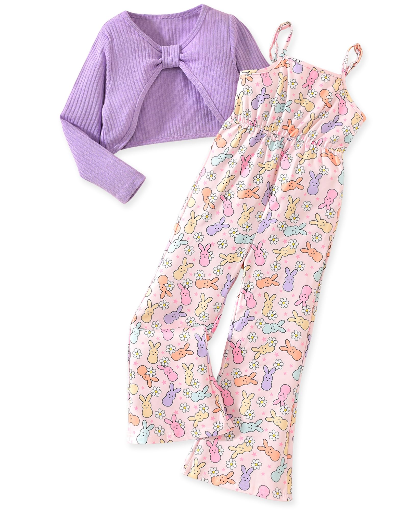 HIHA Girls Long Sleeve Crop Top Sleeveless Jumpsuits Outfit Size 4-12