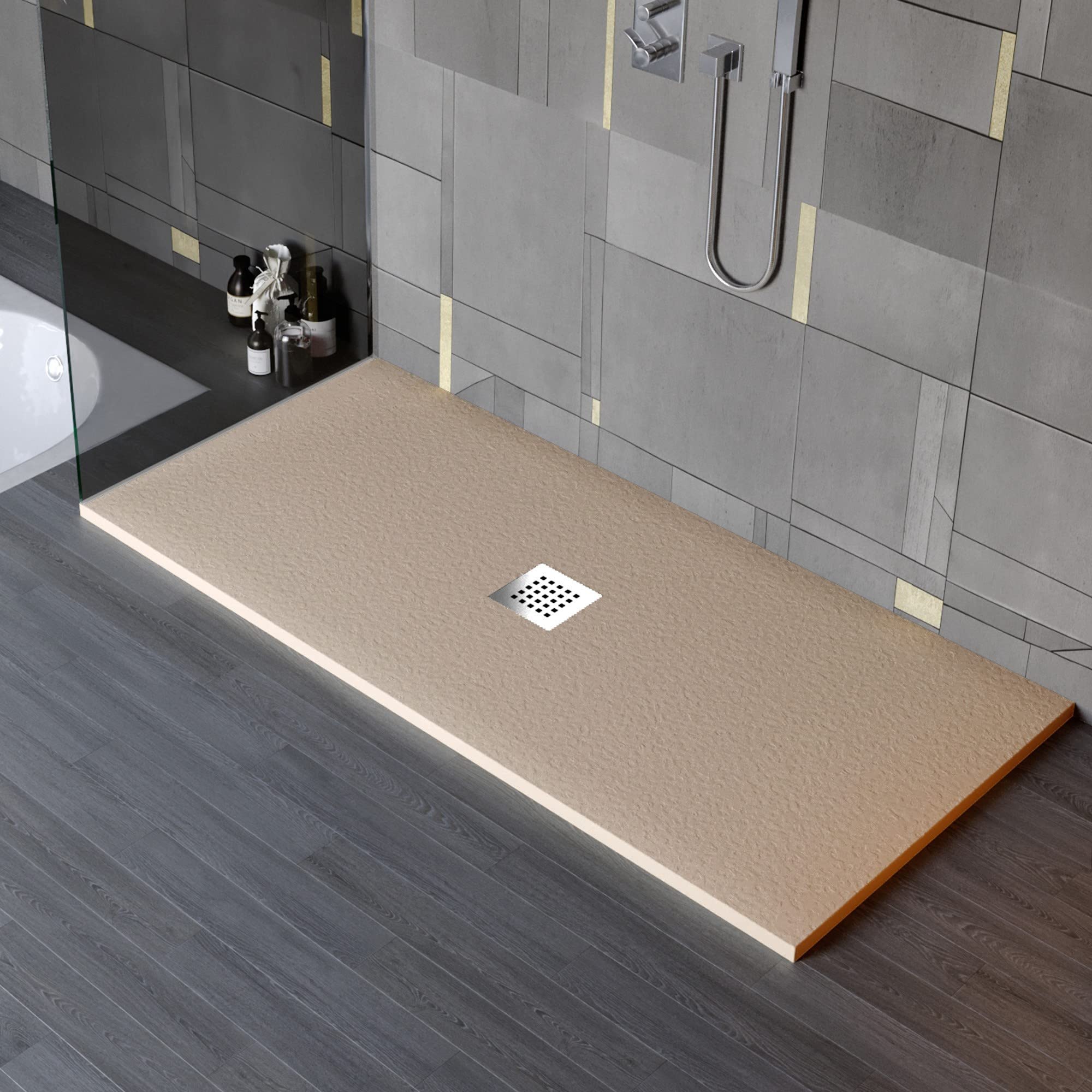 Piatto doccia 70x90 Tortora in marmoresina foro centrale Chic
