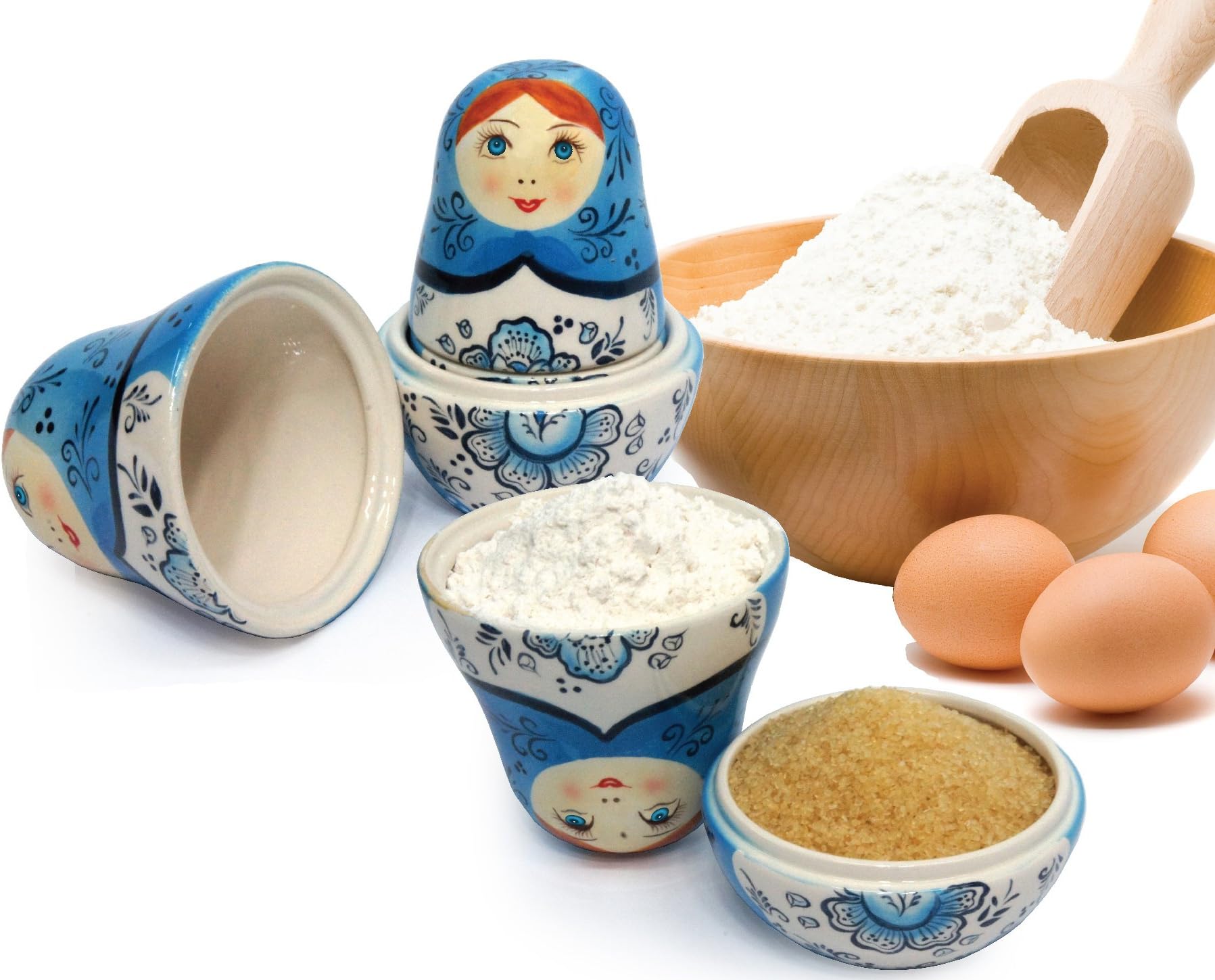 Kitchenista Measuryoshka Ceramic Measuring Cups, Golubka, Set of 6