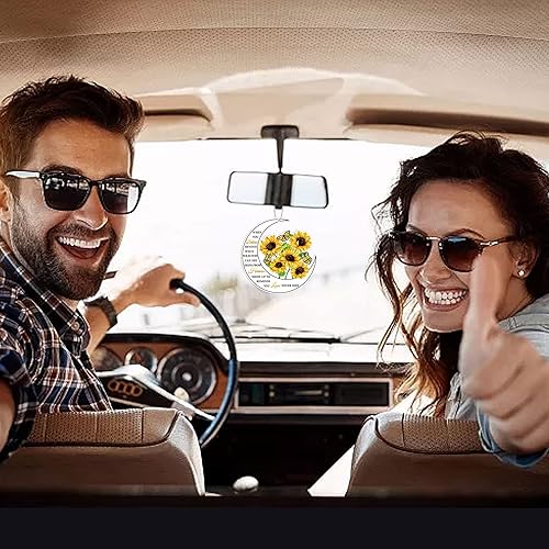 Miniatura 4 de ORIGACH When You Believe - Accesorios para espejo retrovisor de automóvil, diseño de girasol, mariposa, luna, regalo de licencia de conducir para el