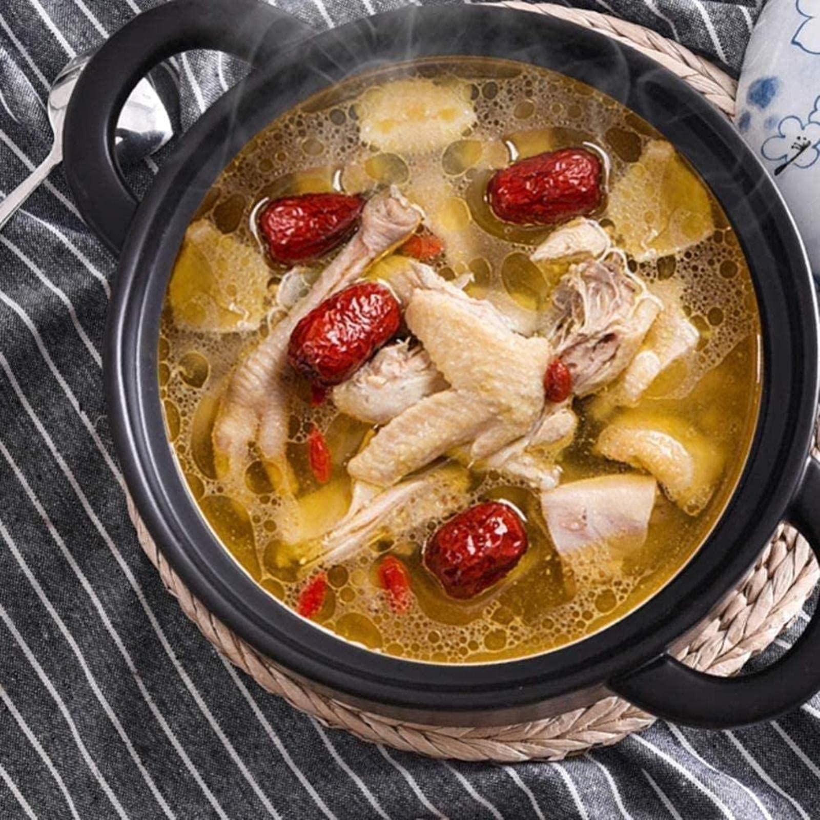 Cacerola de Barro - Cocción a Alta Temperatura, Azul - Capacidad 3,5 litros,Blue-Capacity 3.5L