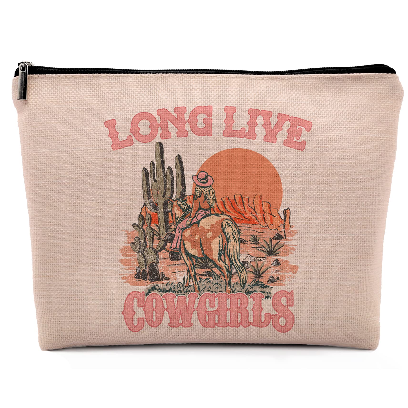 Dwept Pink Cowgirl Cosmetic Bag, Western Supplies for Women Makeup Bag for Purse, Western Makeup Bag, Long Live Cowgirls Preppy Gifts Cowgirl Gifts Pouch Bags, Western Bags for Women