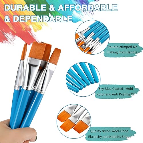 Miniatura 2 de Pinceles de pintura plana acuarela acrílico pincel de nylon sintético cepillo de pintura de 1 pulgada artista pintura pincel para detalles pintura