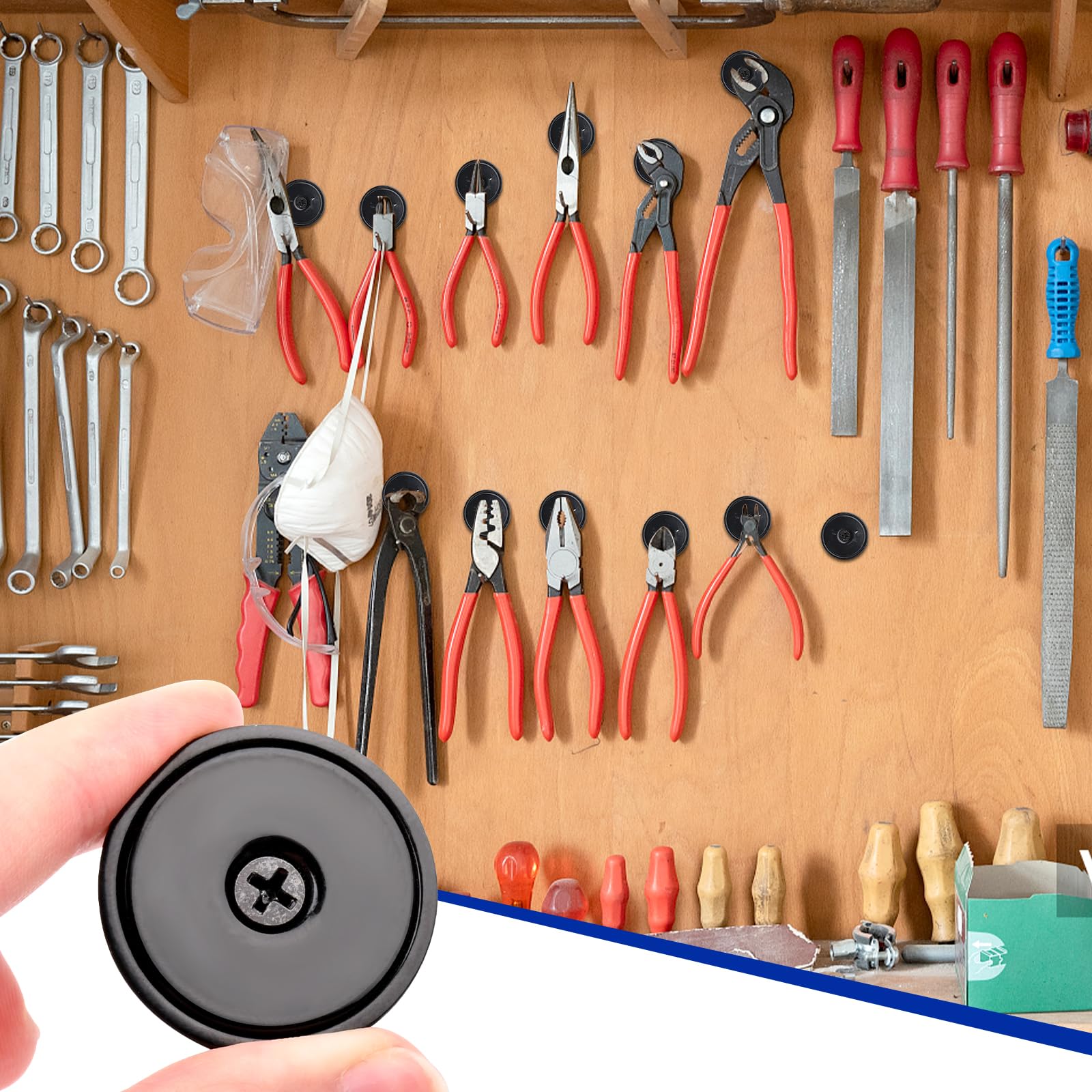 36MM Superstarke Neodym Magnete Schwarz,Magnete Stark mit runder Basis und Löchern, 12 Stück Seltenerdmagnete Topfmagnet mit Senklöchern und Schraube für Küchenhandwerk, Haltewerkzeuge zum Aufhängen