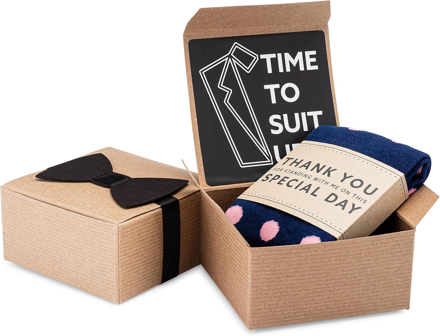 No Cold Feet Sock Gift Box, Groomsman Best Man Proposal Groomsmen Gifts for Wedding, Custom Label, Time To Suit Up