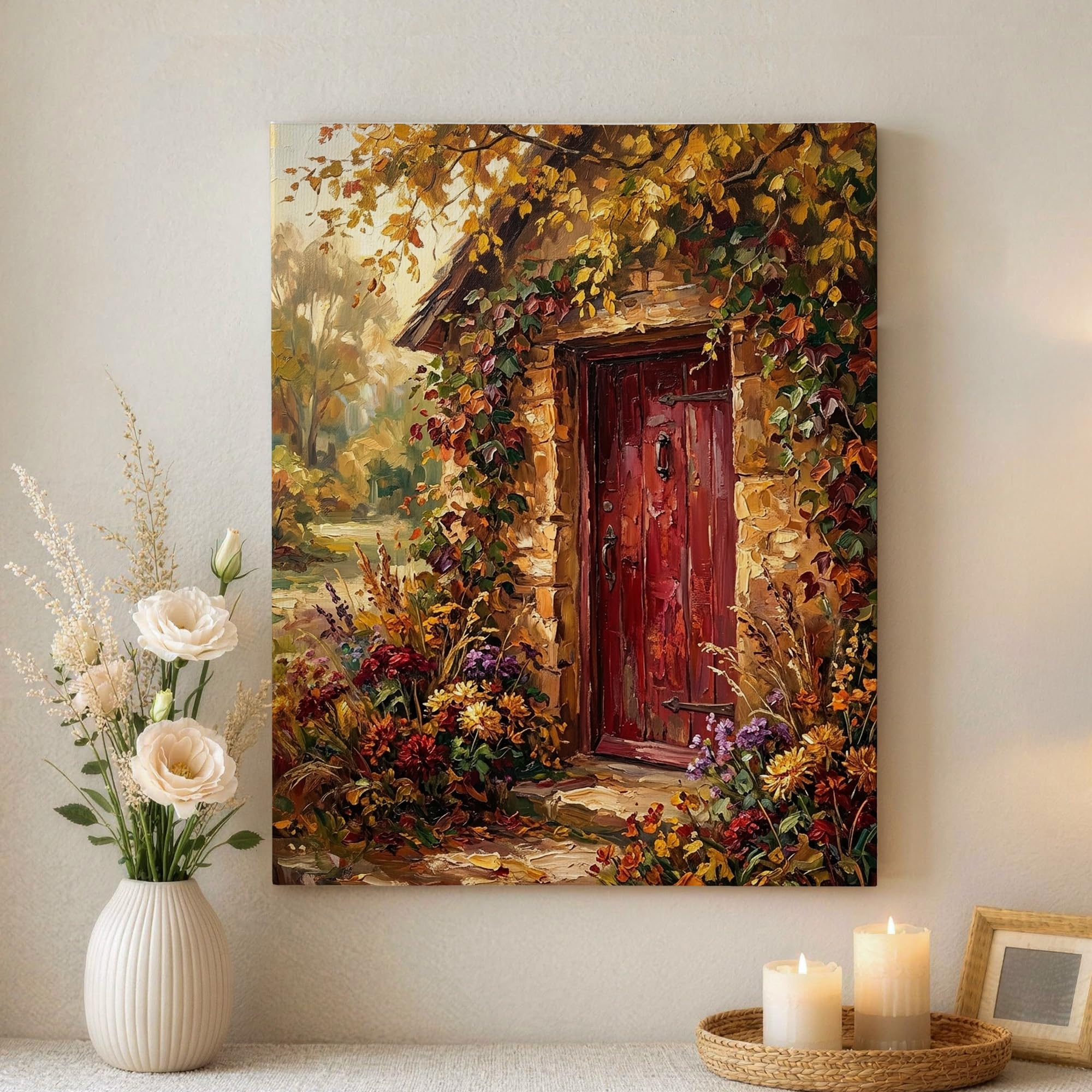 Lienzo decorativo otoñal para dar un toque rústico y cálido a tu dormitorio 8