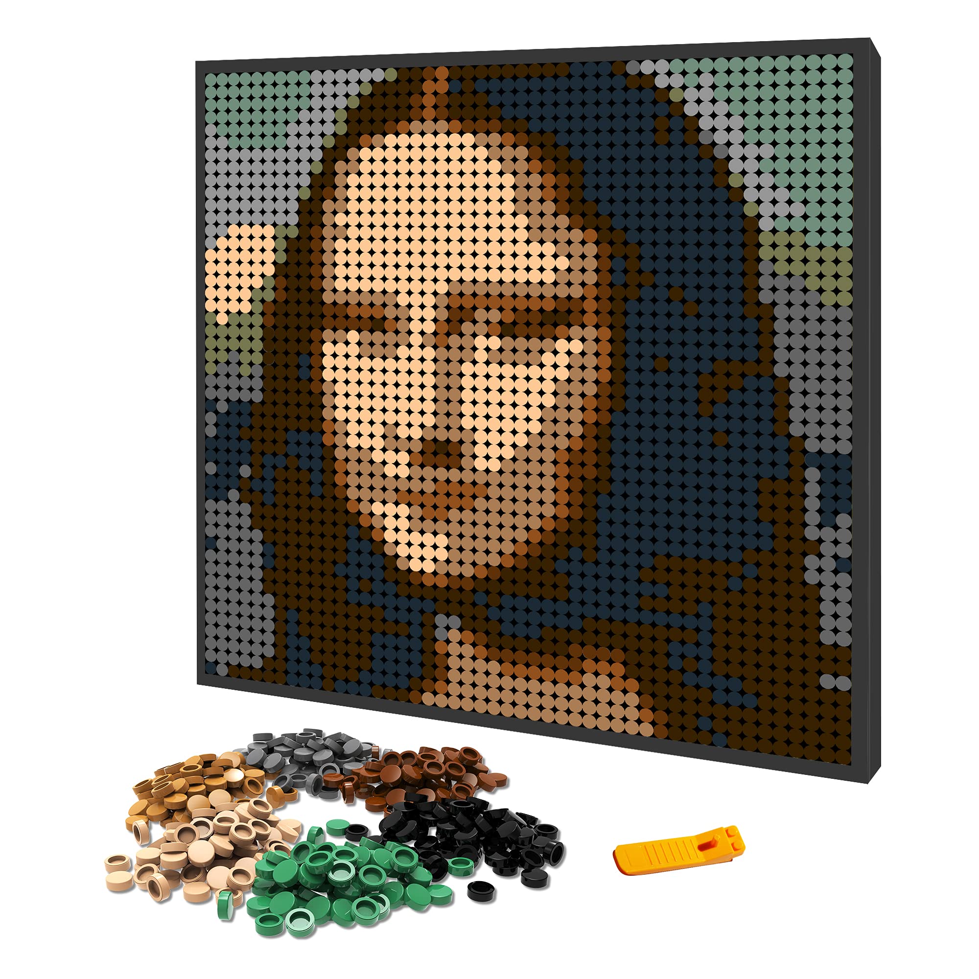 PIPART 3 in 1 Mosaic Art Mona Lisa | Van Gogh Self-Portrait | Girl with A Pearl Earring, Pixel Mosaic Wall Art World Famous Painting MOC Building Blocks Set