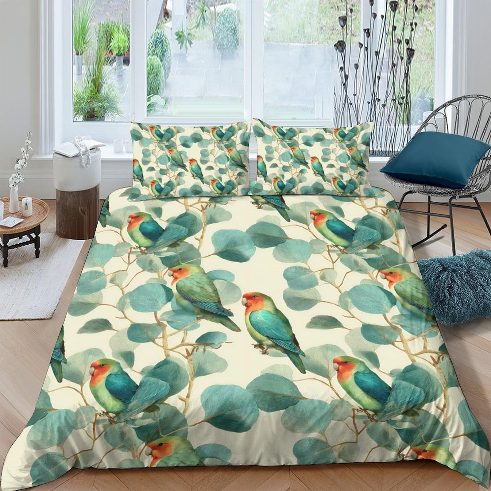 Parure de lit 135x200 en microfibres vertes avec housse de couette et taies