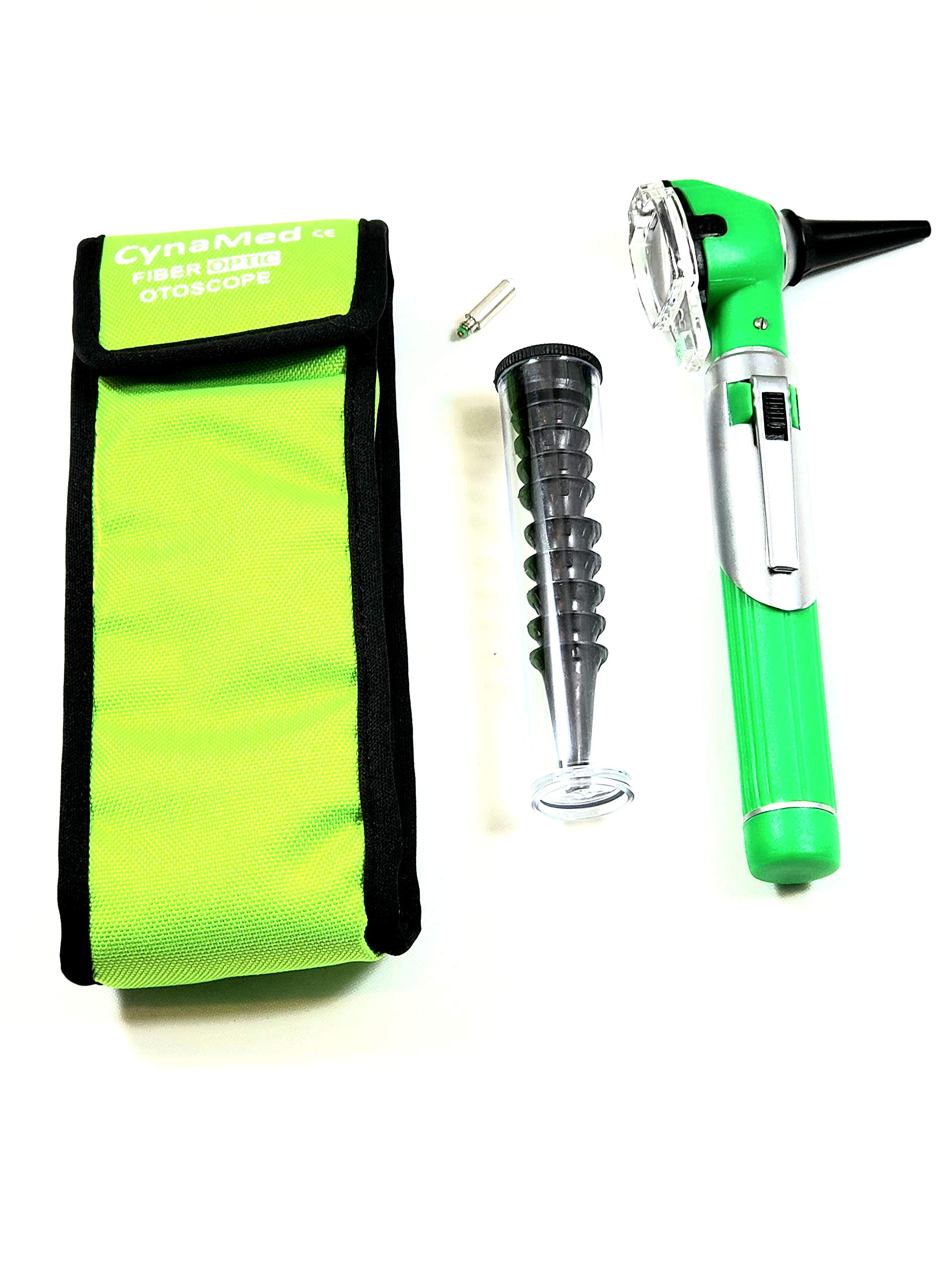 Cynamed Mini Otoscope Set-Pocket Size, Fiber Optic Otoscope Diagnostic Ear Care Tool-Pocket Otoscope (Green)