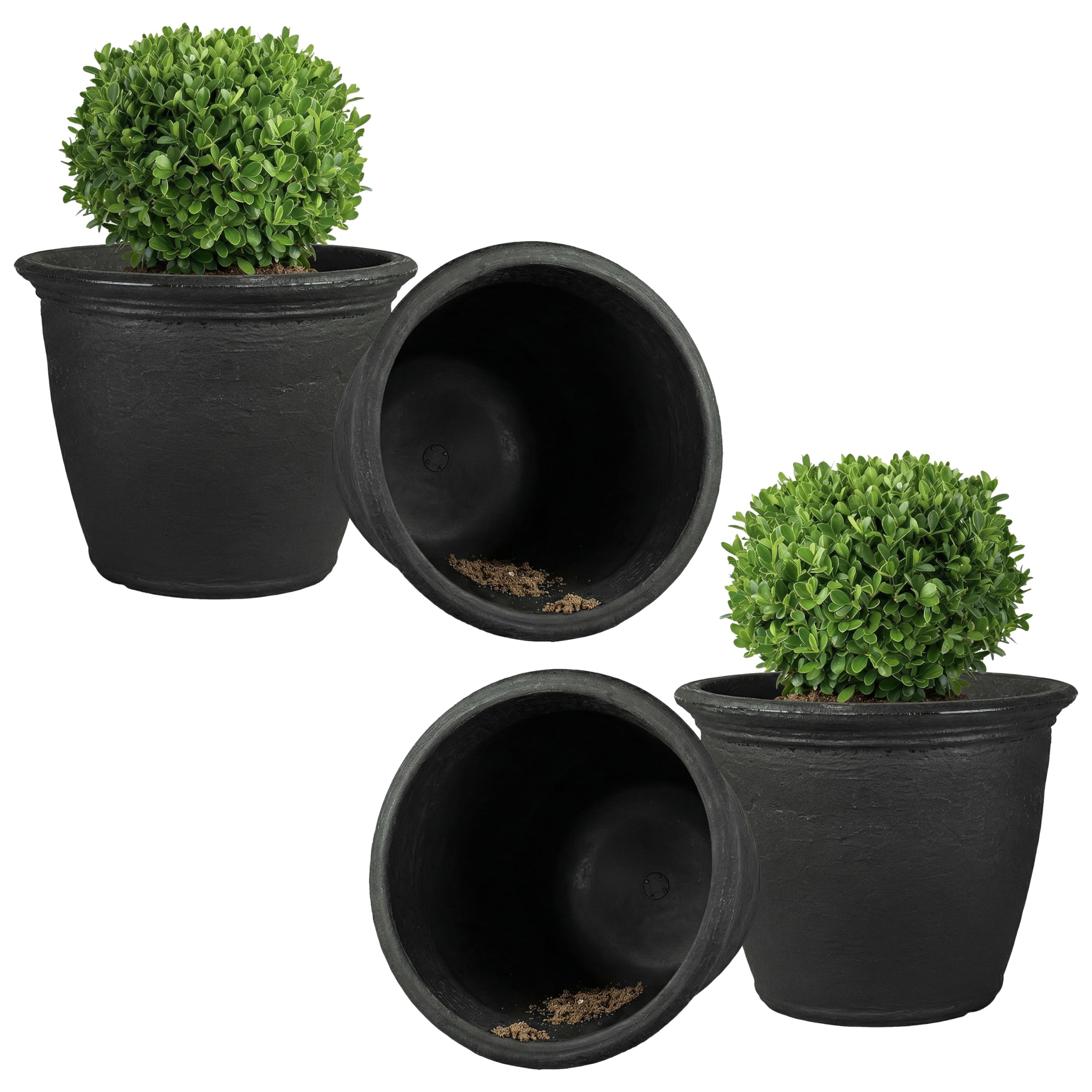 Sunnydaze 24 Inch Matte Black Planter 4-Pack