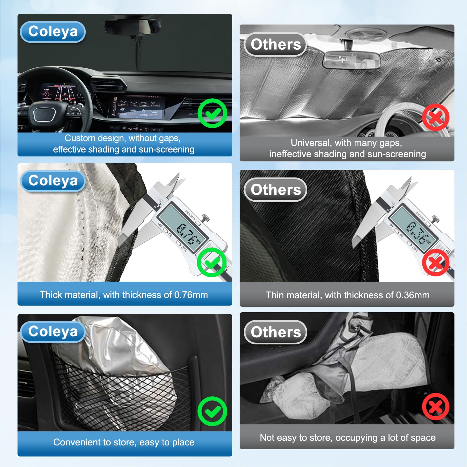 Parasol para Coche Compatible con Audi A3 8Y 2021-2025 Audi A3 8V 2014-2020, Parasol para Parabrisas Delantero de Coche, Protección Solar, Protección UV, Plegable