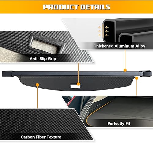 Miniatura 6 de Cubierta de carga para Jeep Grand Cherokee 2024 2023 2022 (2 filas WL) y 4XE, cubierta trasera retráctil compatible con Jeep Grand Cherokee cubierta