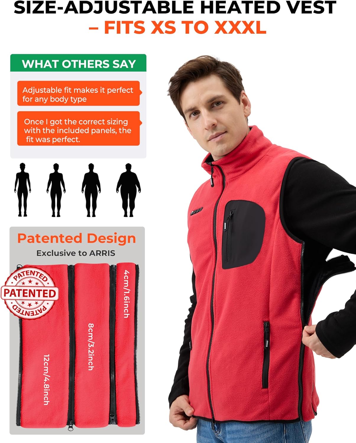 ARRIS Unisex Fleece Heated Vest with 12V Battery, Size Adjustable Heated Fleece Vest for Men and Women - Image 3