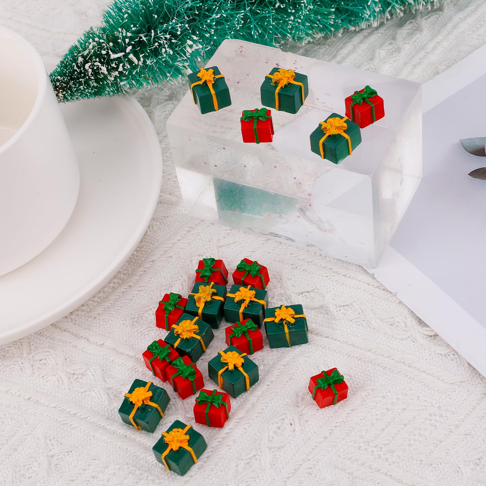 20 Mini Scatole Regalo Per Albero Di Natale - Ornamenti In Resina 1x1 Cm, Decorazioni Fai-da-Te - Foto 2