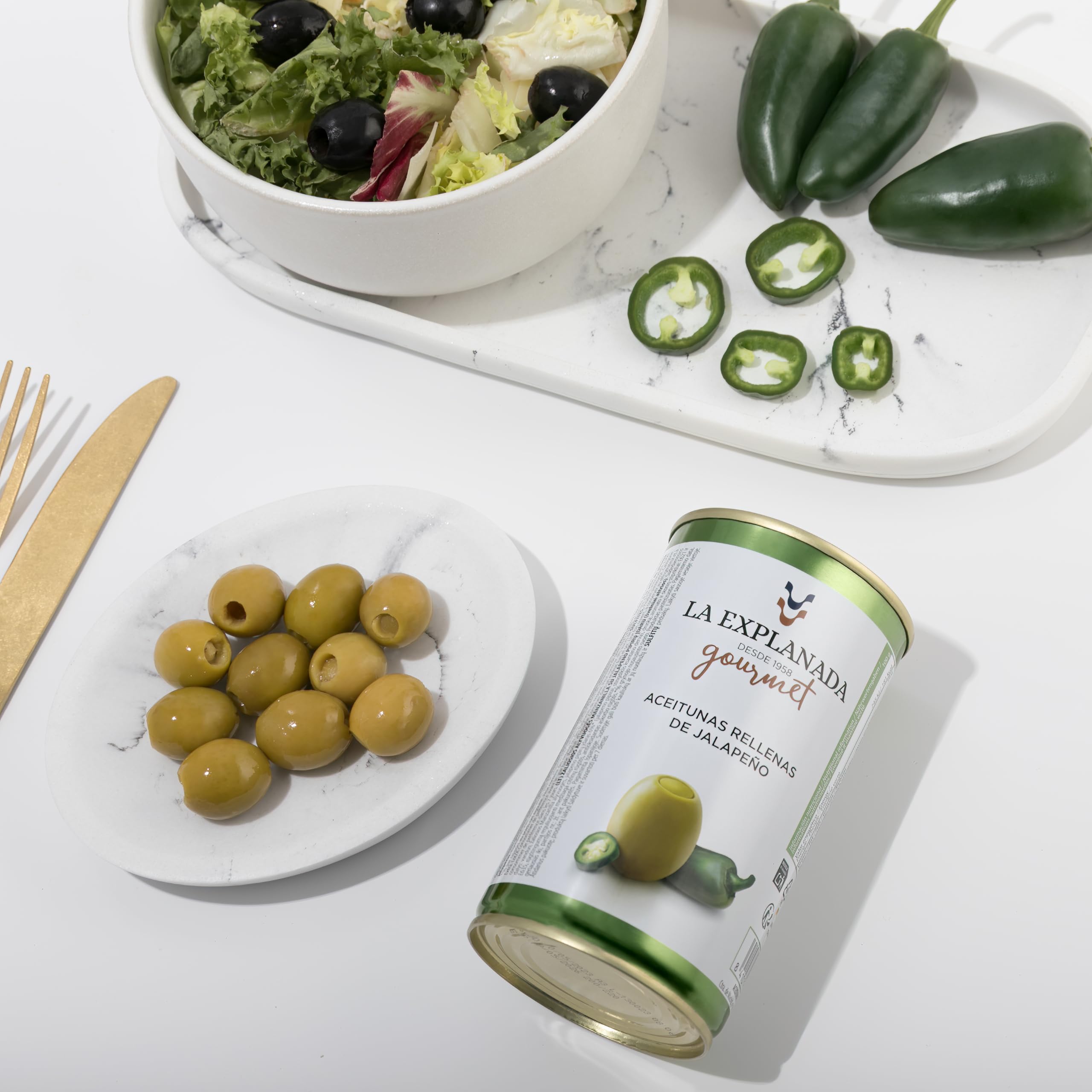 Aceitunas Rellenas de Jalapeño Pack 15 uds 2250g Picante Medio Origen Español