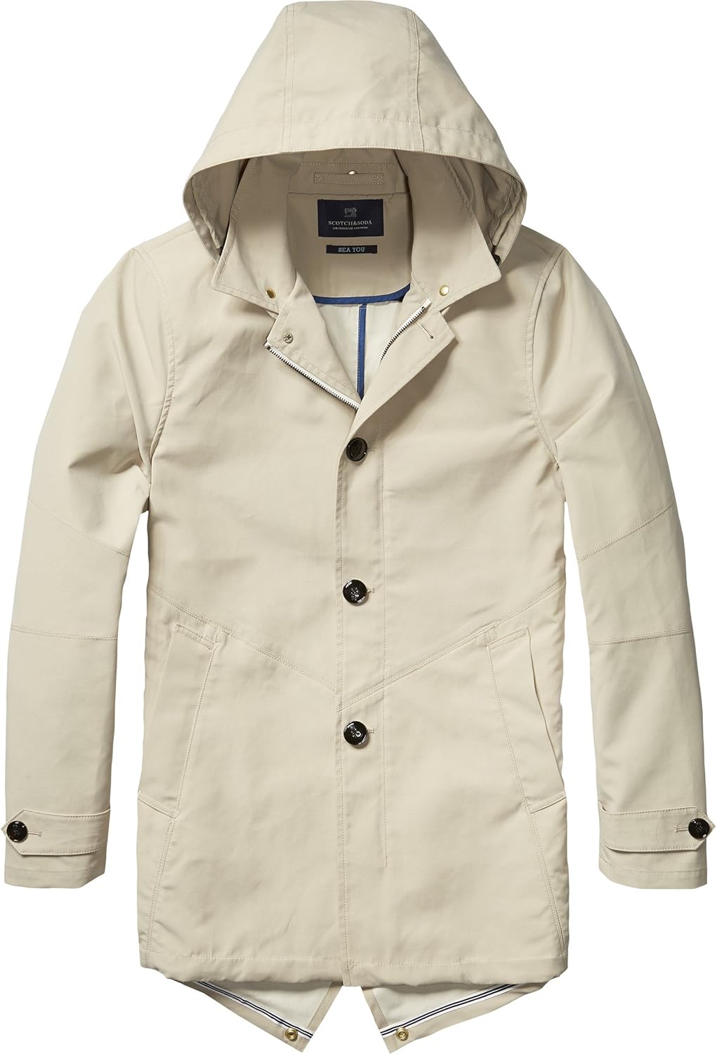 Scotch & Soda Men's Cotton Hooded Trench Coat, Sand, Small at Amazon ...