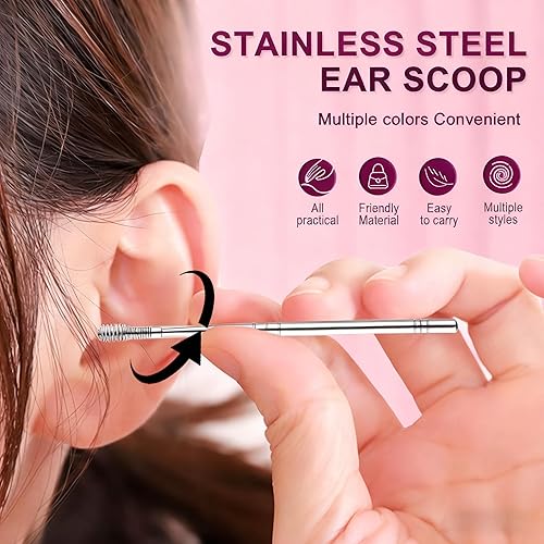 Miniatura 6 de Juego de 6 herramientas de eliminación de cera de oídos con tubo de almacenamiento, herramienta de eliminación de cera de oído, kit de limpieza de