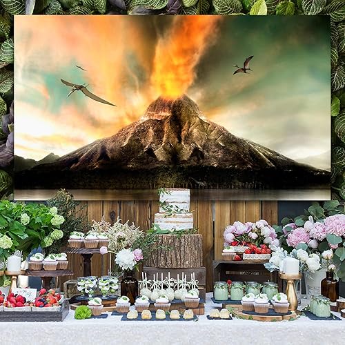 Miniatura 5 de Fondo volcánico MEETSIOY de dinosaurio volcánico mágico erupción volcánica fondos de fotografía para estudio fotográfico, accesorios de fondo de 5 x