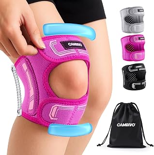 CAMBIVO Knee Brace for Men and Women, Patella Tendon Knee Strap with Gel Pad and Side Stabilizers, Adjustable Knee Band for Knee Pain Relief, Lightweight Knee Support for Workouts, Running, Training (Hot Pink, S/M)