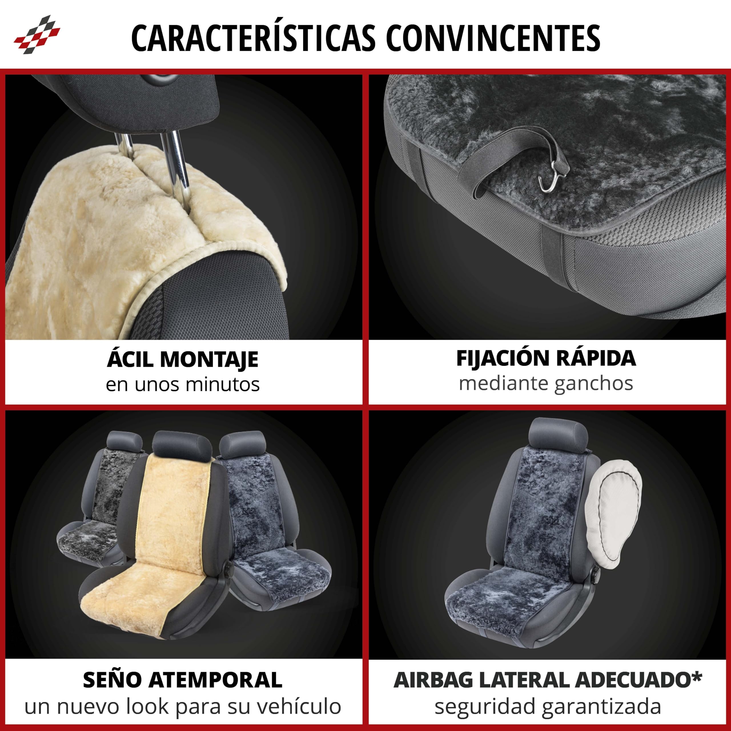 Walser Funda de Asiento de Piel de Cordero Cosmo, Funda de Asiento de Coche 100% Piel de Cordero, Funda de Asiento de Piel de Cordero, Protector de Asiento de Piel de Cordero Antracita