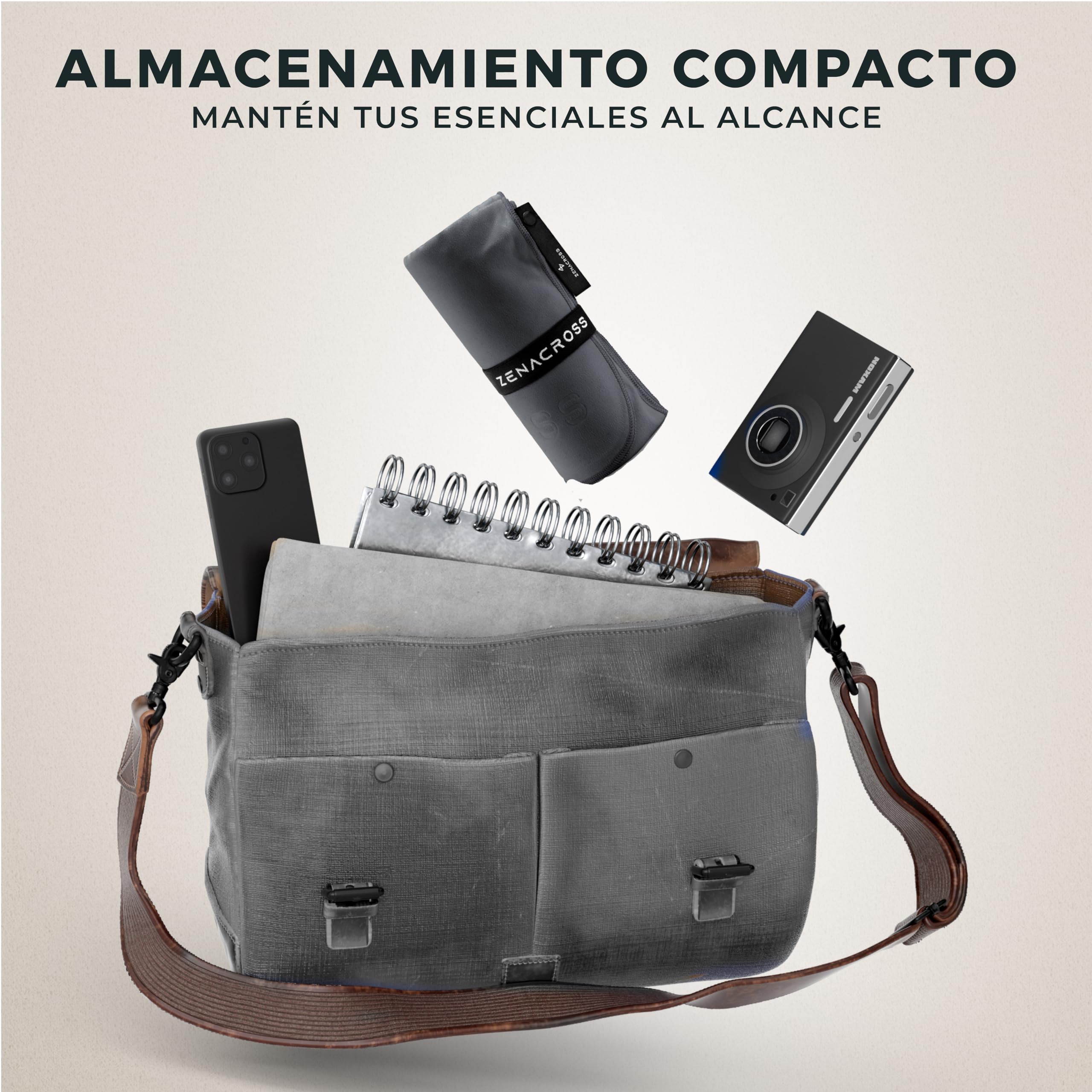 ZENACROSS Toalla Gimnasio 50x100cm con Bolsa de Transporte - Toalla Microfibra de Secado Rápido y Versátil - Toallas Gimnasio Talla M - Azul Oscuro — view 3