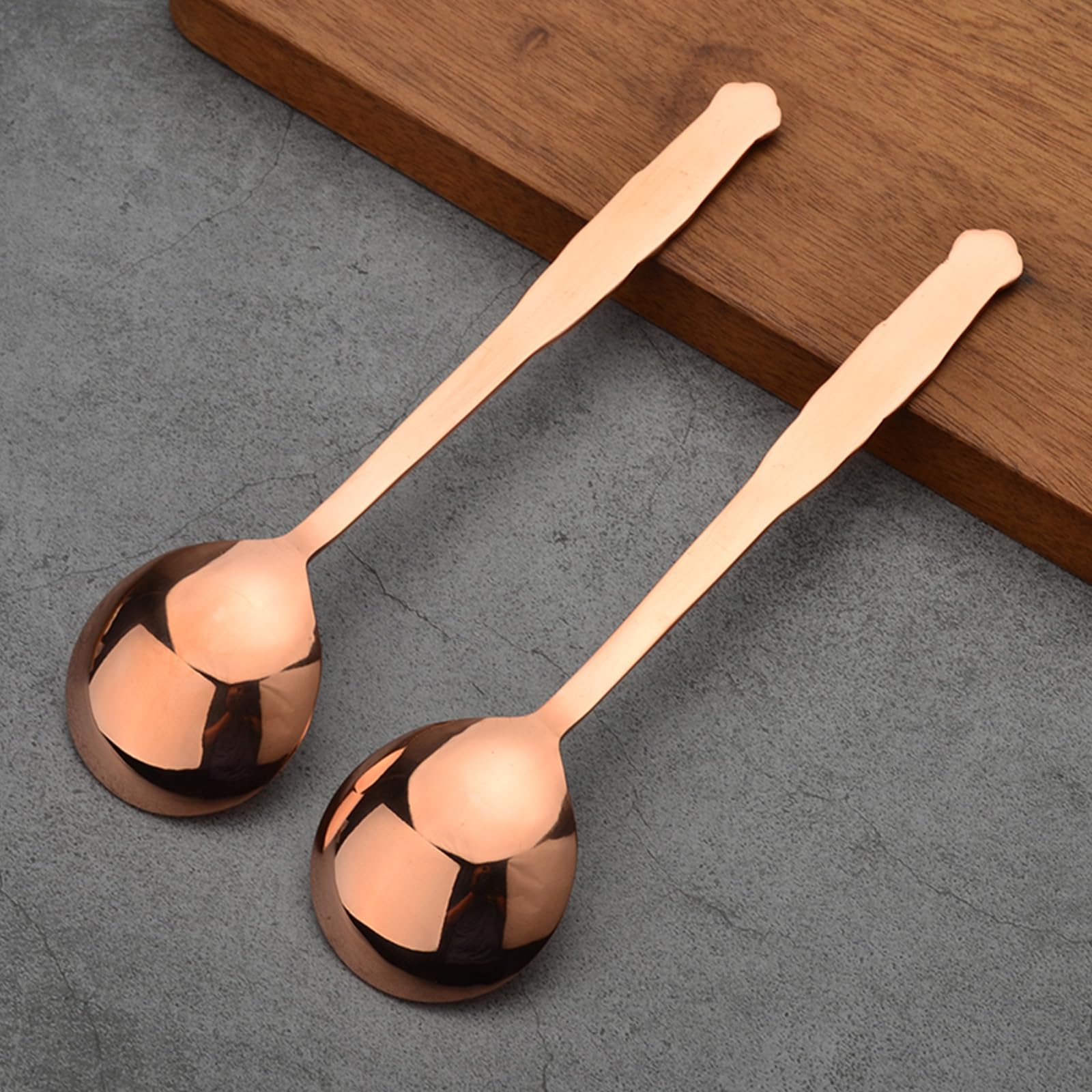 Łyżka w 100% z czystej miedzi, 19 cm kucie jako stara miedziana łyżka w stylu retro, odpowiednia do rodzinnych posiłków, restauracji, deserów, ciast, lodów (1)