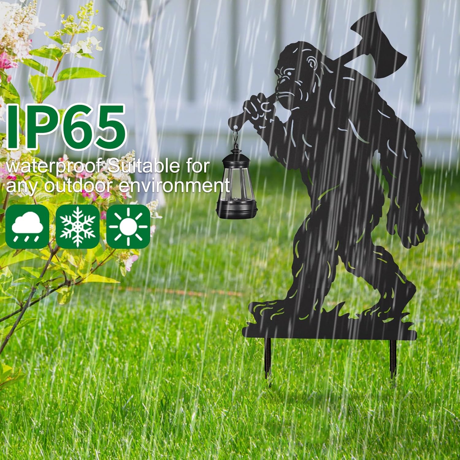 Bigfoot Metal Garden Stakes Decorative 2Pack,Solar Lights Outdoor Garden Decor Stake,Birthday Gifts for Mom Women,Decorative Metal Housewarming Ornament for Lawn Patio Yard Pathway Black. - Image 4