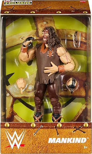 Ringside Mankind (marrón) - Figura de acción exclusiva de lucha libre de juguete de WWE Elite