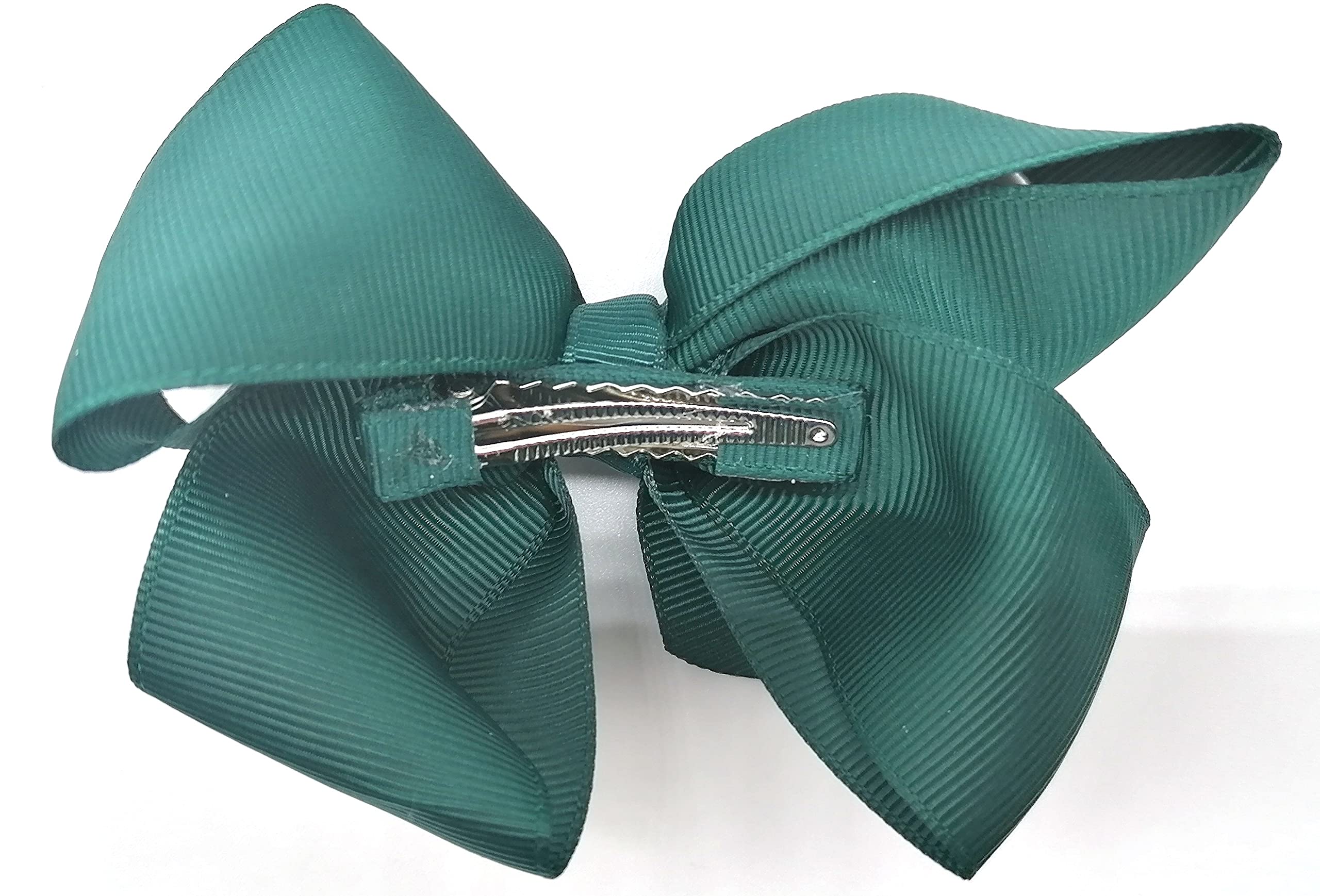Set of 4 Hair Bows - School Clips for Girls - Green Hair Accessories (Bottle Green), 4 count (Pack of 1) - Image 4