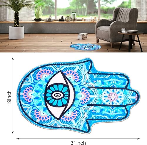 Miniatura 2 de Alfombra de área de mal de ojo, mano Hamsa con mal de ojo, ojos de demonio de mano de Fátima, alfombras lavables para dormitorio, alfombras de baño