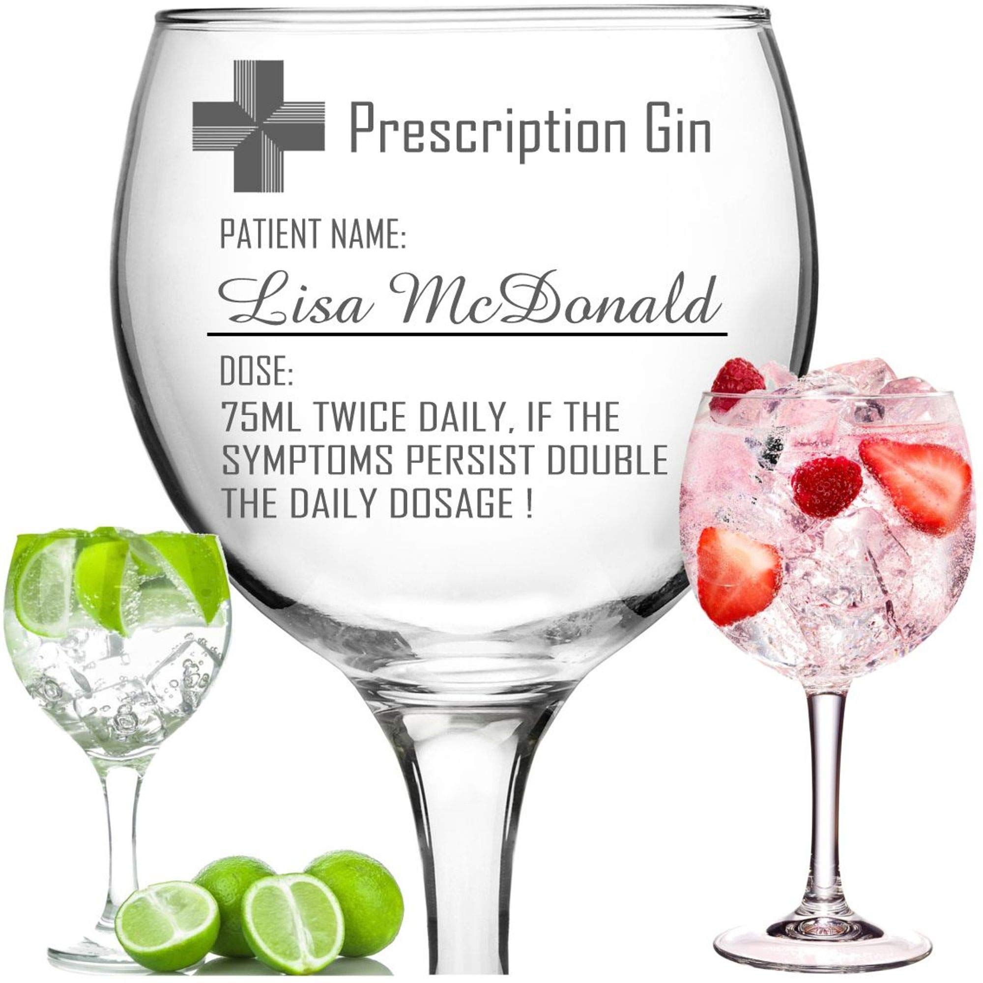 Personalised Engraved Prescription Gin Glass