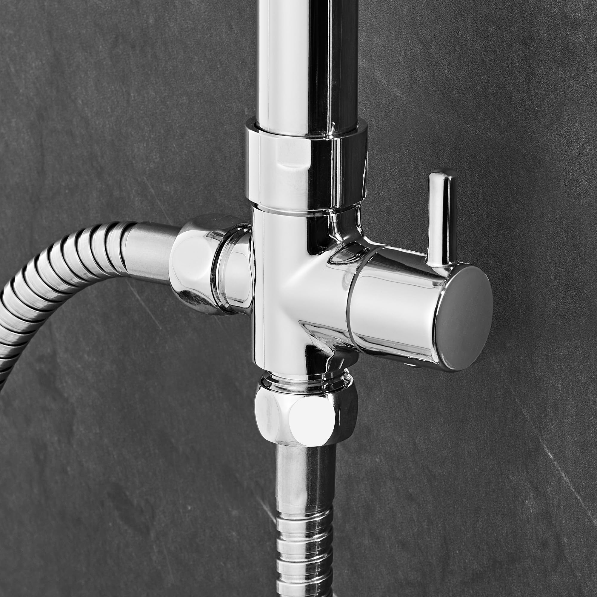 JOHO Vanne de commutation 3 voies en laiton massif avec levier pour la commutation entre le pommeau de douche et la douchette D22 Chromé