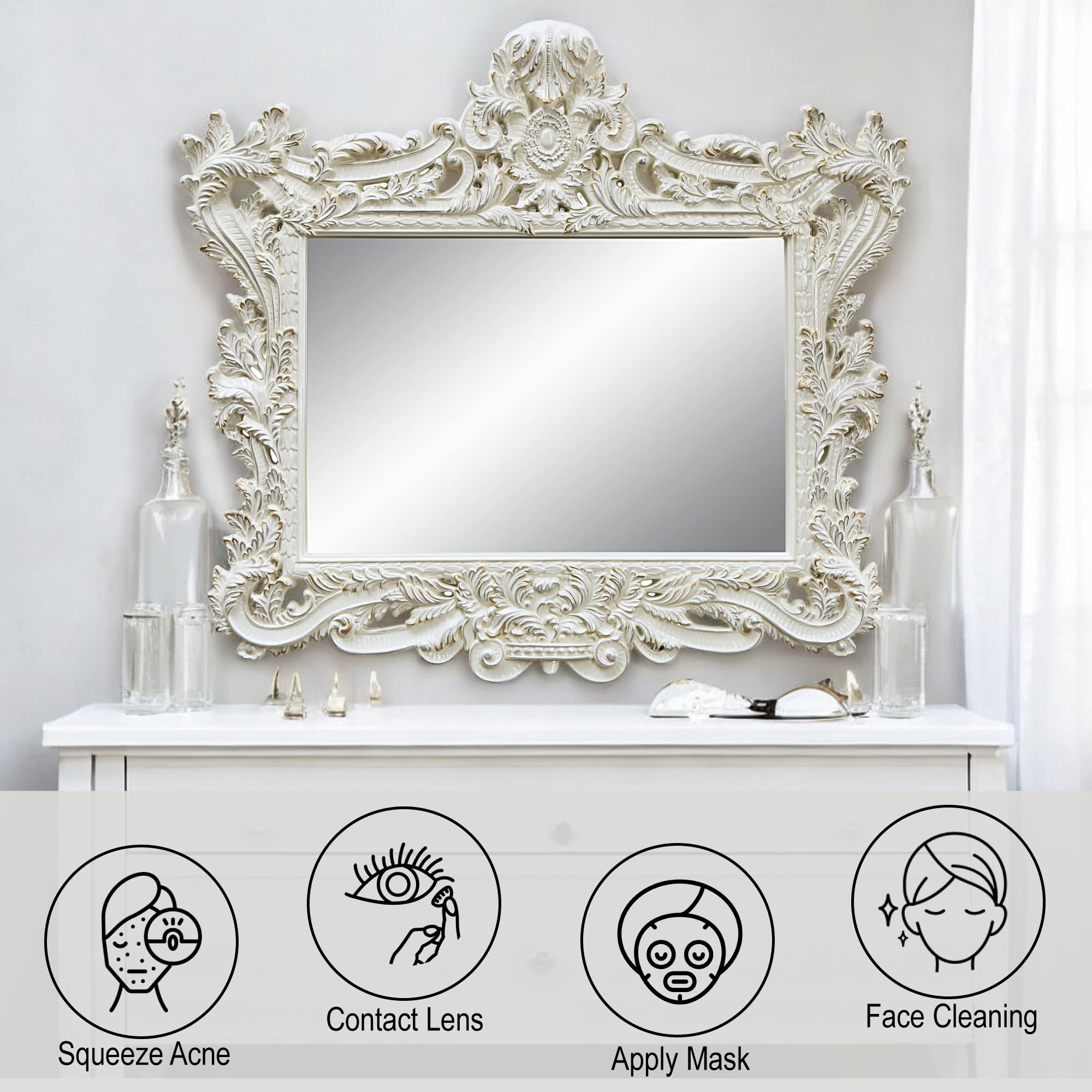 Amazon.com: Acme Adara Rectangular Wooden Frame Mirror in Antique