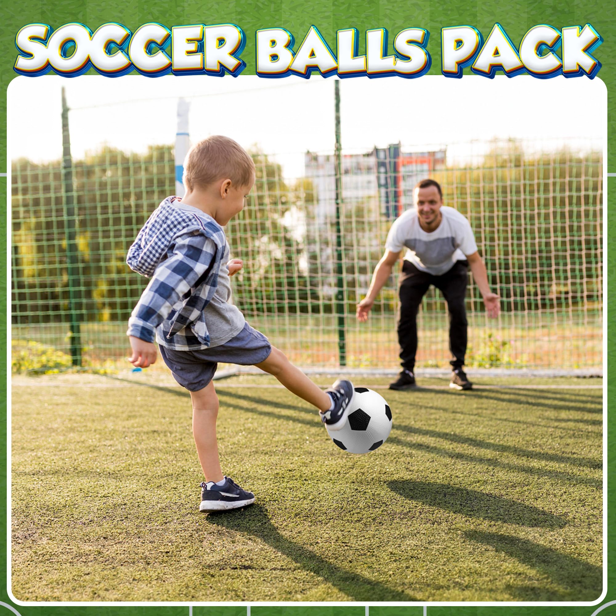 Fußballbälle für Kleinkinder und Kinder (4er-Pack) – PVC-Jugend-Fußbälle – kleine Anfänger-Sport- und Übungsspielplatzbälle für Hinterhof, Nische, Schule, drinnen oder draußen, mit Pumpe, Größe 3