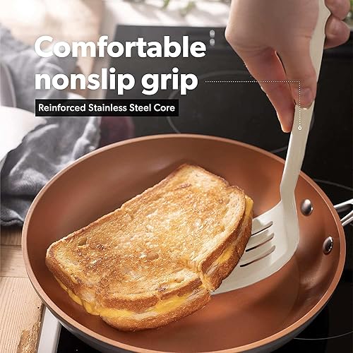 Miniatura 4 de DI ORO - Juego de espátulas de silicona para utensilios de cocina antiadherentes, utensilios de cocina para voltear huevos y panqueques, resistentes