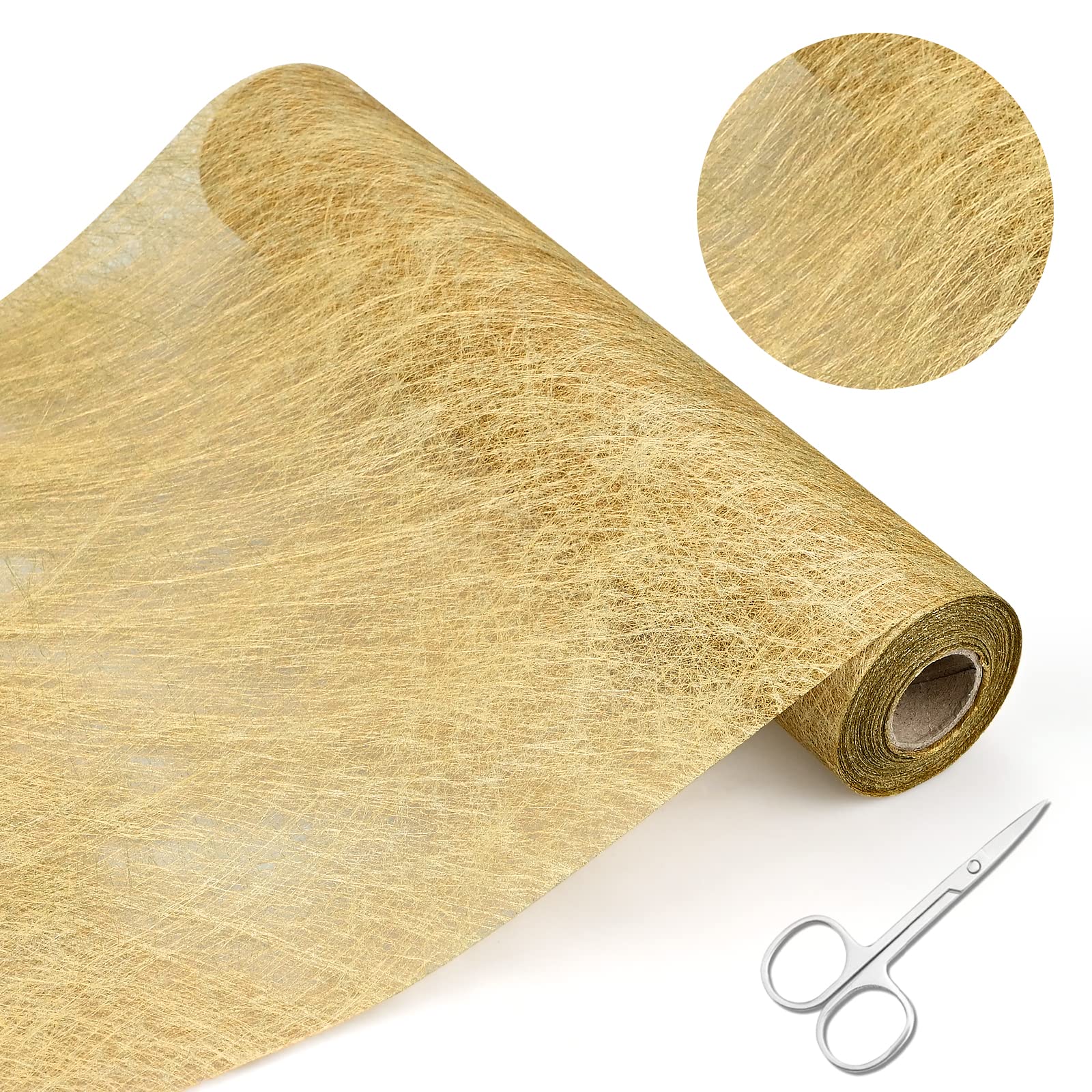 Camino de Mesa No Tejido de 30 cm x 20 m, Cinta de Mesa Navidad con Tijeras, Camino de Mesa Moderno para Decoración Regalos, Boda, Fiesta, Navidad Cumpleaños Bautizo (Oro)