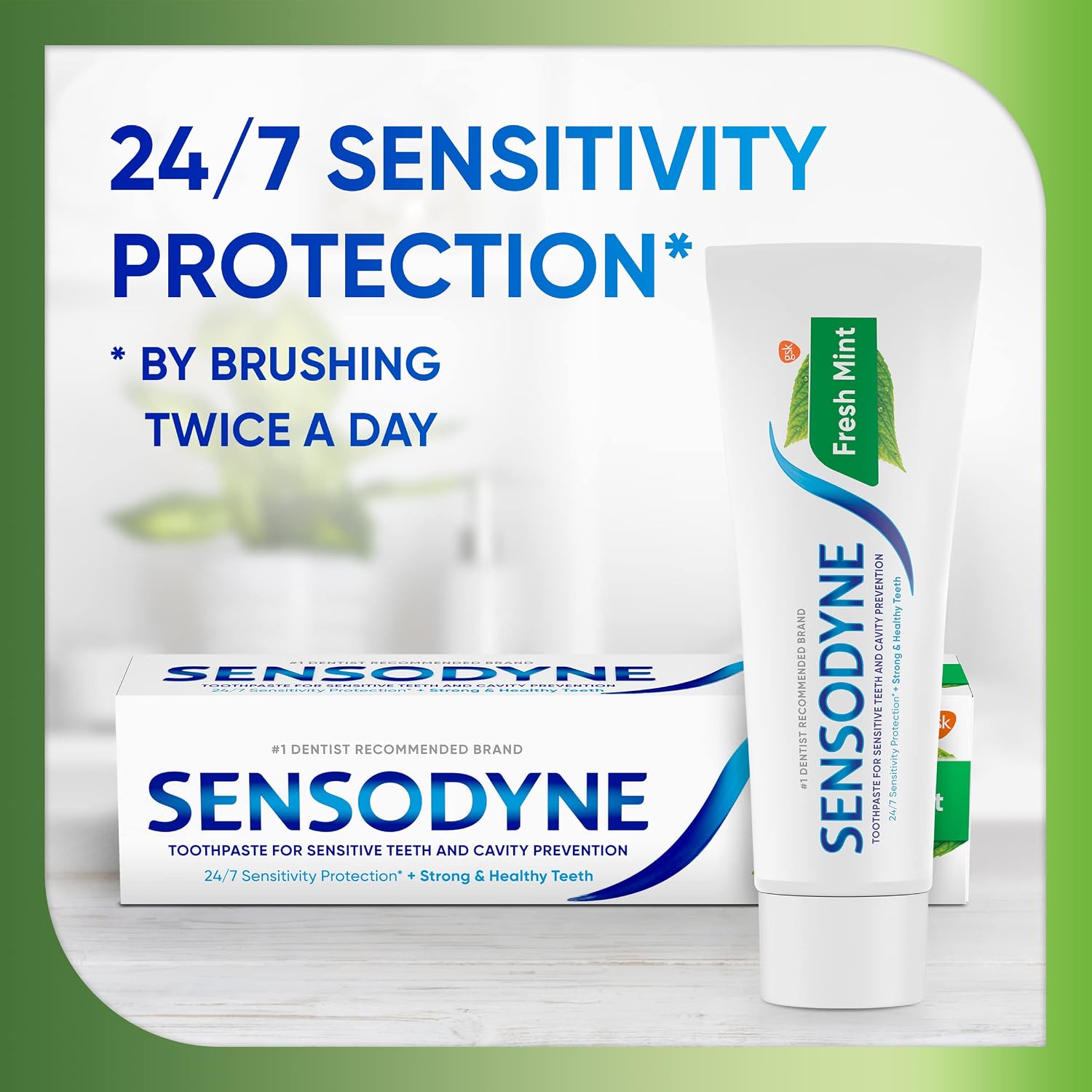 Sensodyne Fresh Sensitive Cavity Prevention and Teeth Treatment Toothpaste, Mint, 8 Oz, Pack of 2