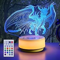 Vista 1 de Dragon Night Light for Boys, Dragon Gifts 14 Color + Warm White Bedside LED Decoration Light, Entity & Remote Control/Timer, Dragons Toys Christmas