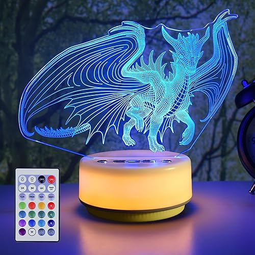 Luz nocturna Spyro Dragon Toys, 14 colores + base blanca cálida LED de decoración, entidad y control remoto, regalos de cumpleaños de Navidad para