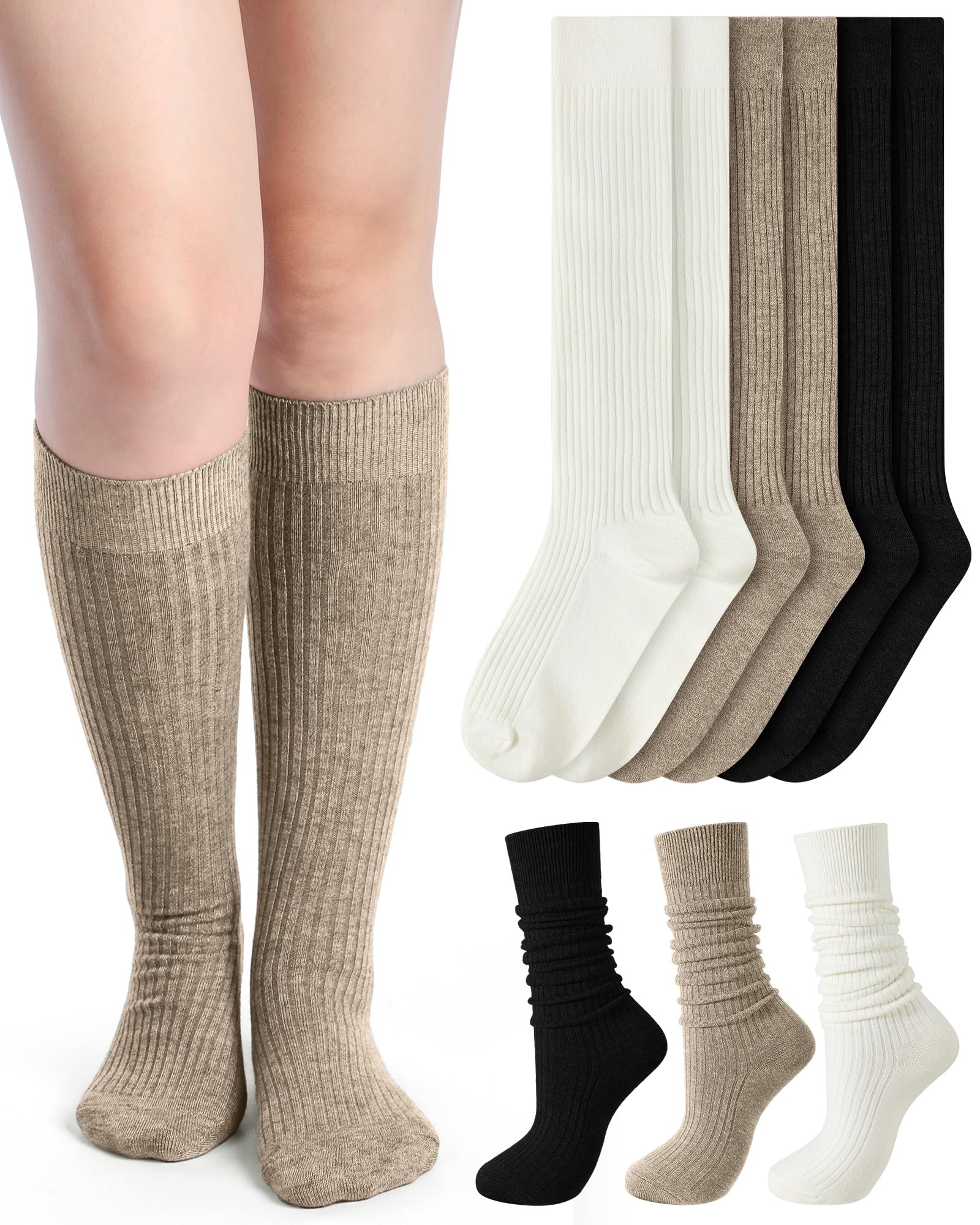 Shihanee 3 Pairs Knee High Socks