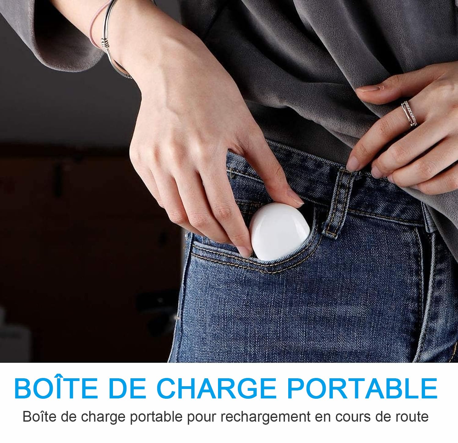 JINGHAO Amplificateur De Son Rechargeable Amplificateur de son auditif Invisible Avec Portable Boîtier De Chargement, lot de 2 (Blanc)