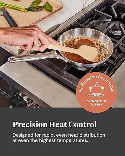 Miniatura 4 de Caraway Sartén de acero inoxidable (8 pulgadas)  Sartén de acero inoxidable de 5 capas  Apto para horno y estufa  No tóxico, sin PTFE ni PFOA