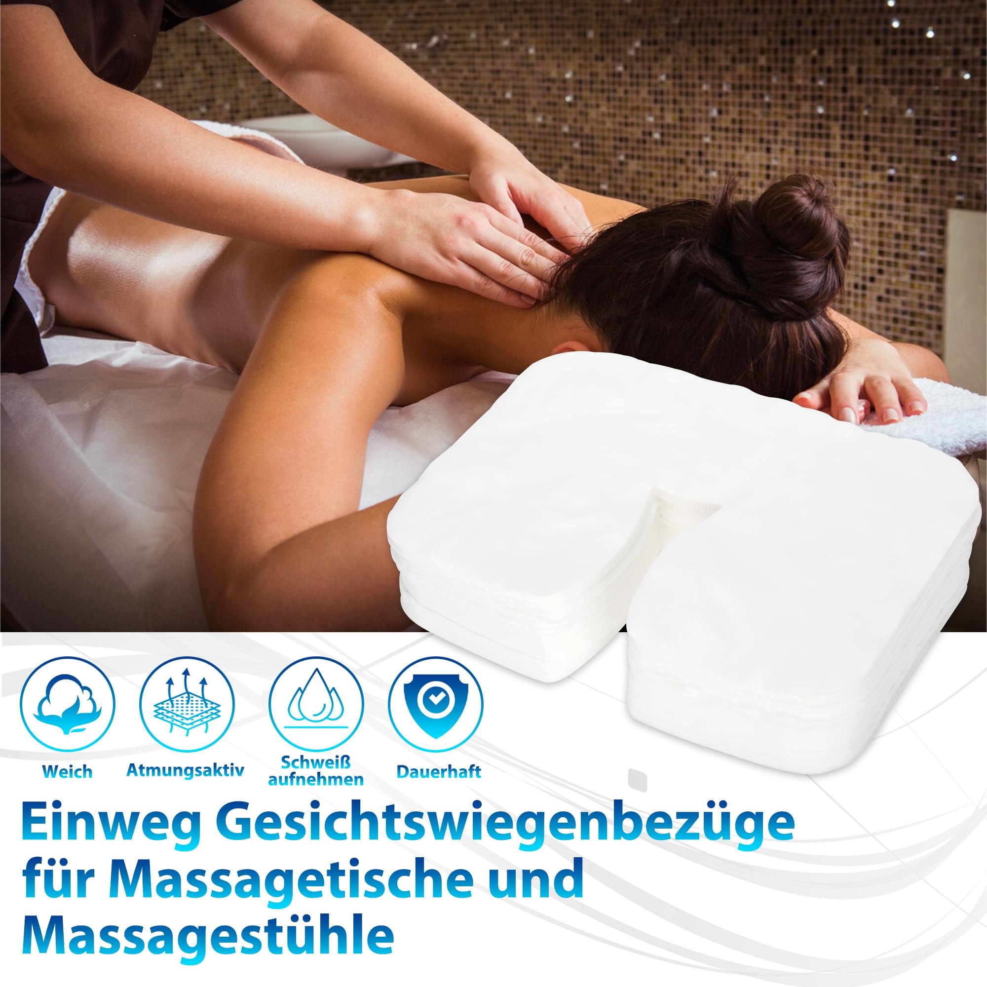 Nasenschlitztücher Massageliege, 500 Stück Einwegauflage Für Massage Kopfstütze Gesichtsauflage Für Massage Hygieneüberzug Für Alle Massageliegen Massagebänke Massagetische Therapieliegen