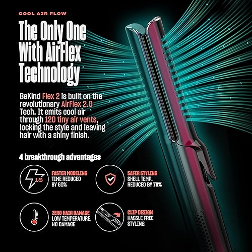 Miniatura 3 de BeKind Flex - Plancha plana 2 en 1 de 360 alisadora y rizadora para todos los estilos diseño de placas flotantes AirFlex de baja temperatura para un