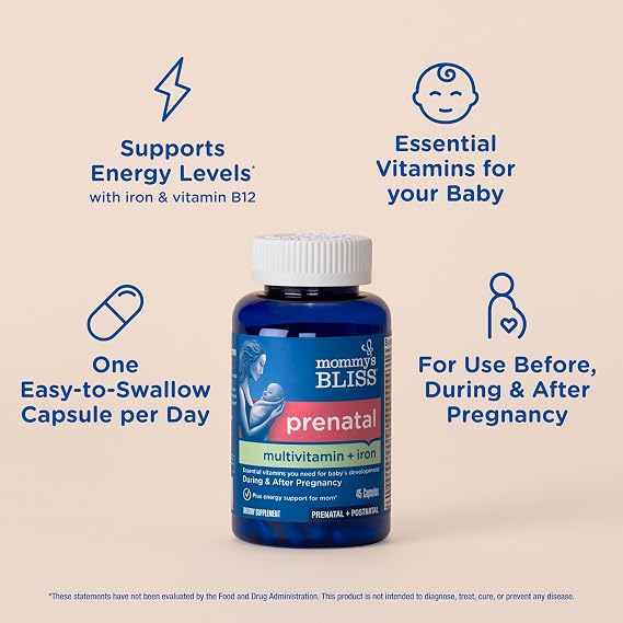 Mommy's Bliss Prenatal Multivitamin with Iron & Folic Acid, 45 Servings