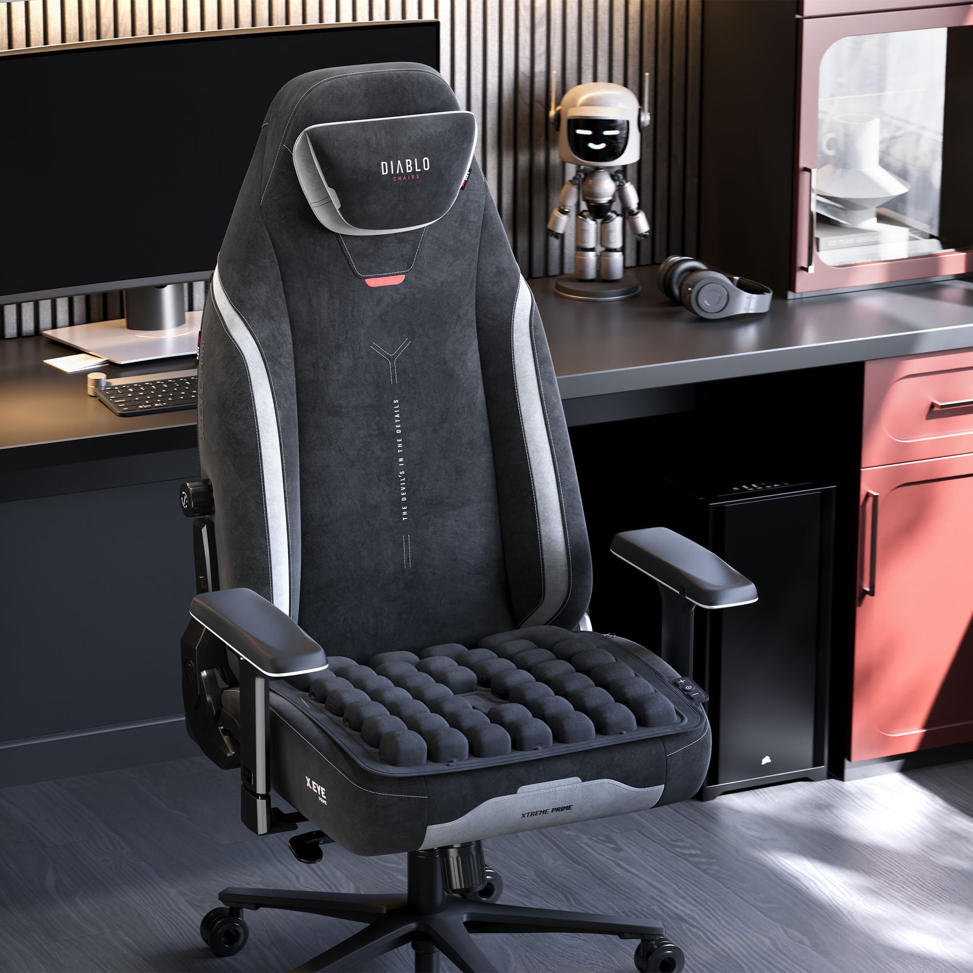 Diablo Chairs Massageauflage für Bürostuhl Rückenmassage elektrisch Massagekissen Lendenmassage Sitzauflage Gaming Stuhl Auto ergonomische Massage Matte mit Luftdrucksystem