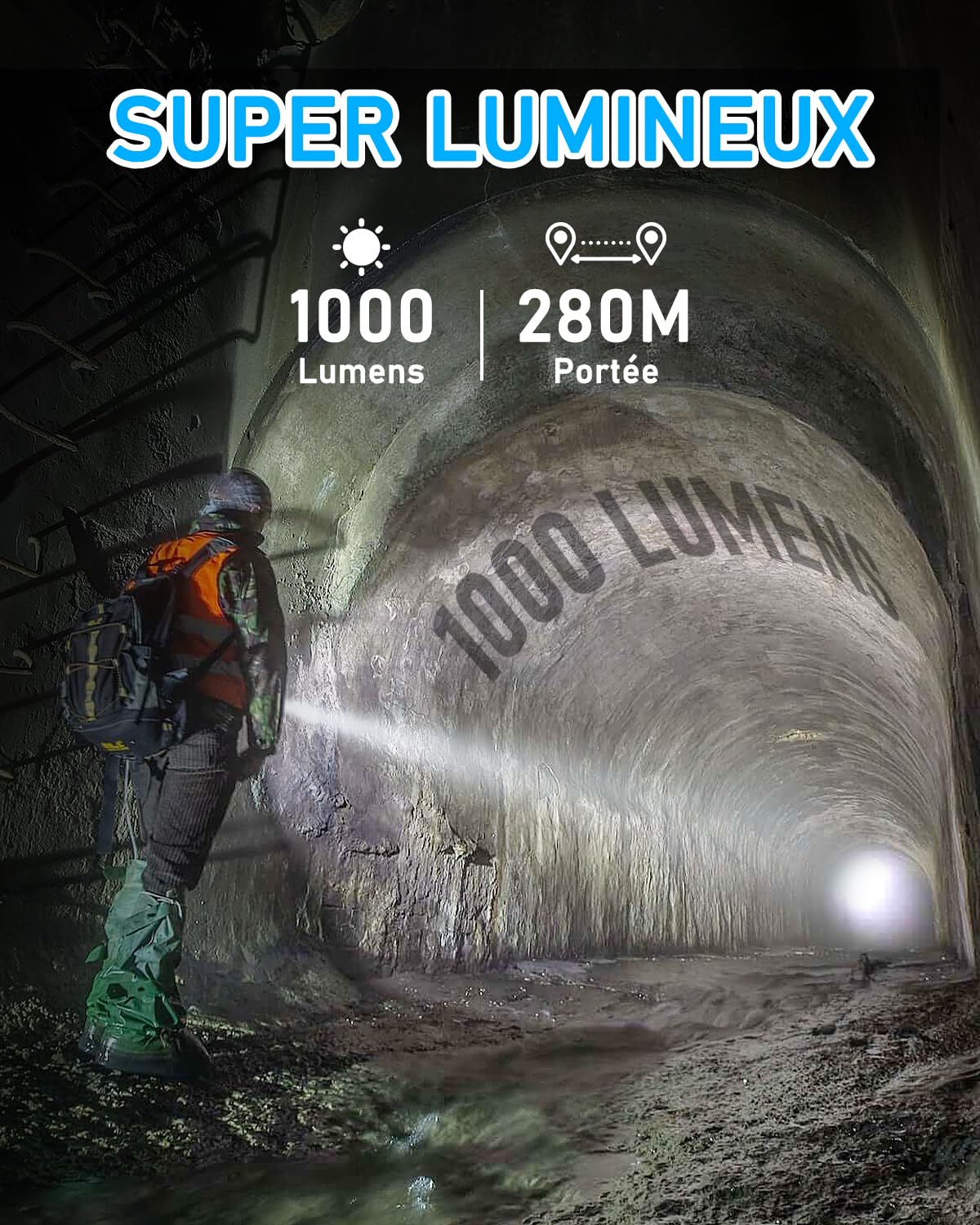ULTRAFIRE Lampe torche tactique avec étui, 1 000 lumens, lampe torche LED à mode unique avec pochette de poche pour ceinture de service, petite lampe torche portable super lumineuse WF-501B
