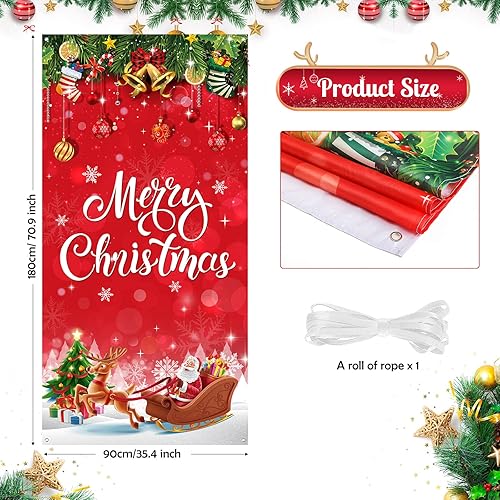 Vista 9 de Irenare Decoraciones de Navidad para puerta, decoración de Navidad, fondo de Navidad, fundas colgantes de puerta de Navidad, accesorios
